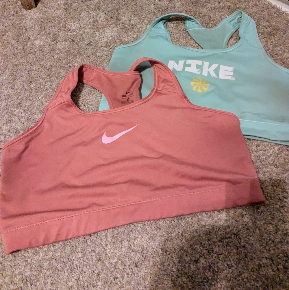 Nike Pink and Teal Sports Bra Duo